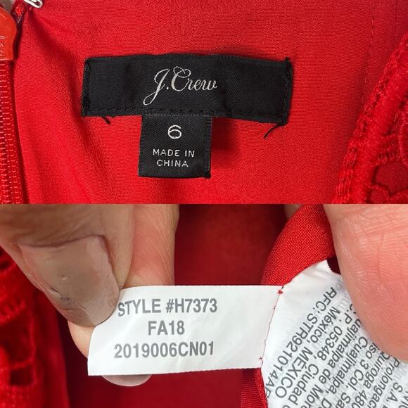 J. Crew Guipure Red Lace Spaghetti Straps Midi Dress Size 6, Holidays, event - Picture 8 of 8